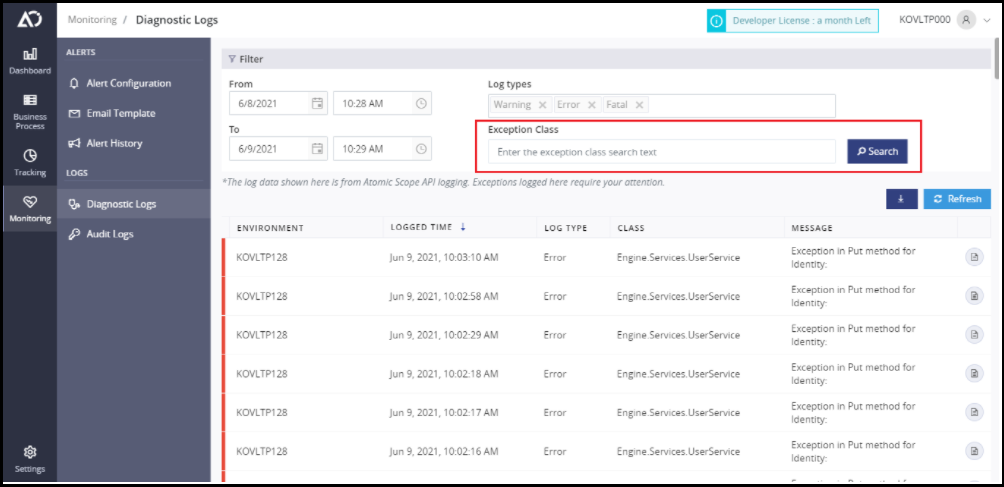 Diagnostic Logs