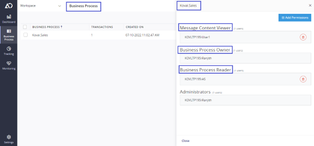 Business Process roles configuration